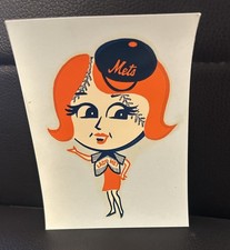Vintage MLB New York Mets Baseball Team Decal 3x4 Inches Rare  Mrs. Met Mascot