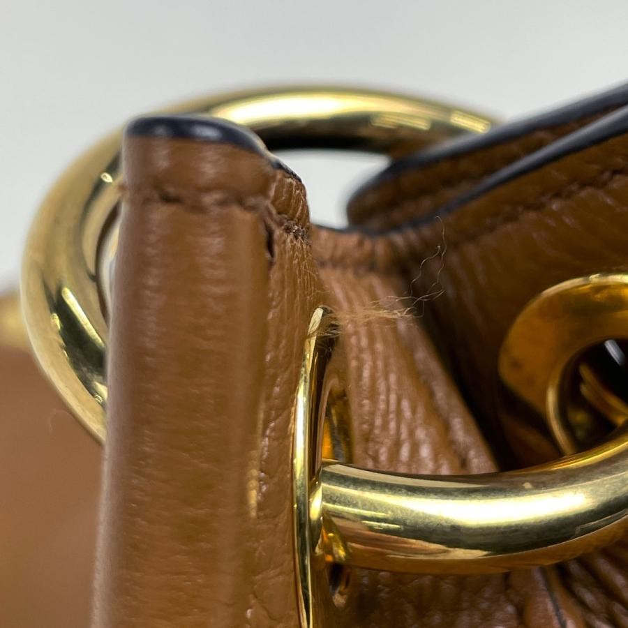 PRADA 1BC051 Plate Shoulder Bag Brown Leather 33cm #BS1087 thumbnail 6