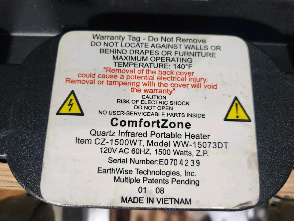 Calentador de gabinete de madera infrarrojo Comfort Zone CZ2032C Deluxe Foto 3 de 4