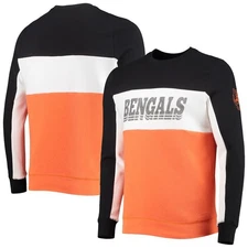 Junk Food Men’s L Cincinnati Bengals Black Orange Colorblock Pullover Sweatshirt