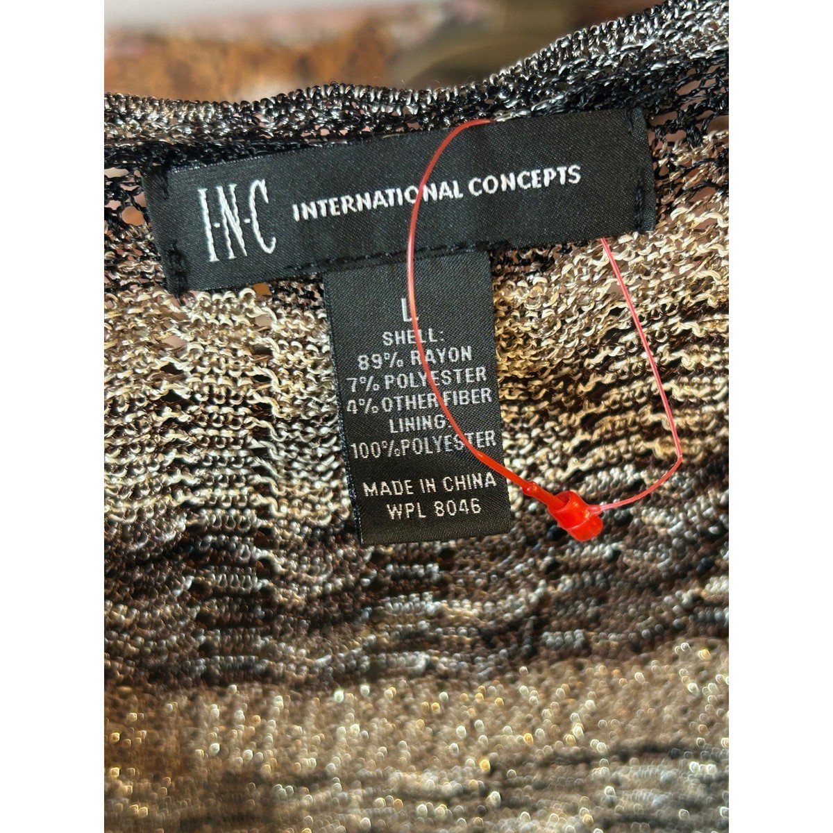 INC International Concepts Knit Dress Womens Large Brown Metallic Excellent Boho View 6