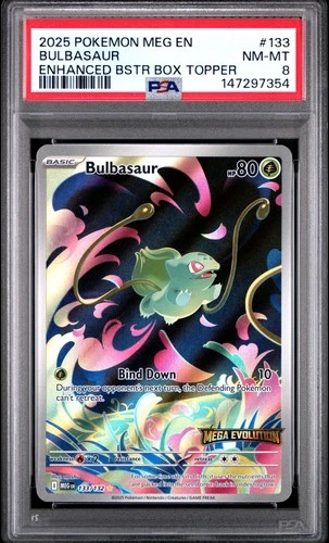 2025 POKEMON MEG EN-MEGA EVOLUTION ENHANCED BOOSTER BOX TOPPER BULBASAUR PSA 8