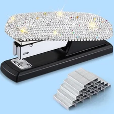 Yexiya Bling Crystal Stapler Gift Sparkly Diamond for Desk Silver 