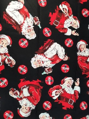Spectrix Fabrics Christmas Santa Claus Coca Cola Coke Fabric 1 Yard 100% Cotton