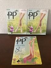 3 Pr Pretty Polly Naturals Open Toe Hose w/Loop Tights Med ML Slightly Sunkissed