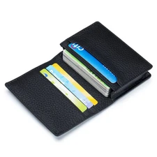 RFID Mens Slim Front Pocket Wallet Genuine Leather Bifold ID/Credit Card Holder