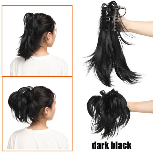 CLEARANCE 12" Short Jaw Claw on Ponytail Clip in Pony Tail Hair Extensions Messy - Picture 13 of 39