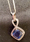 Stunning Blue & White Cubic Zirconia Pendant + Earrings Set in Sterling Silver — photo 4