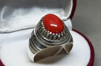 Natürliche Koralle/Türkis/Saphir/Achat Sterling Silber 925 Handarbeit Herren Ring