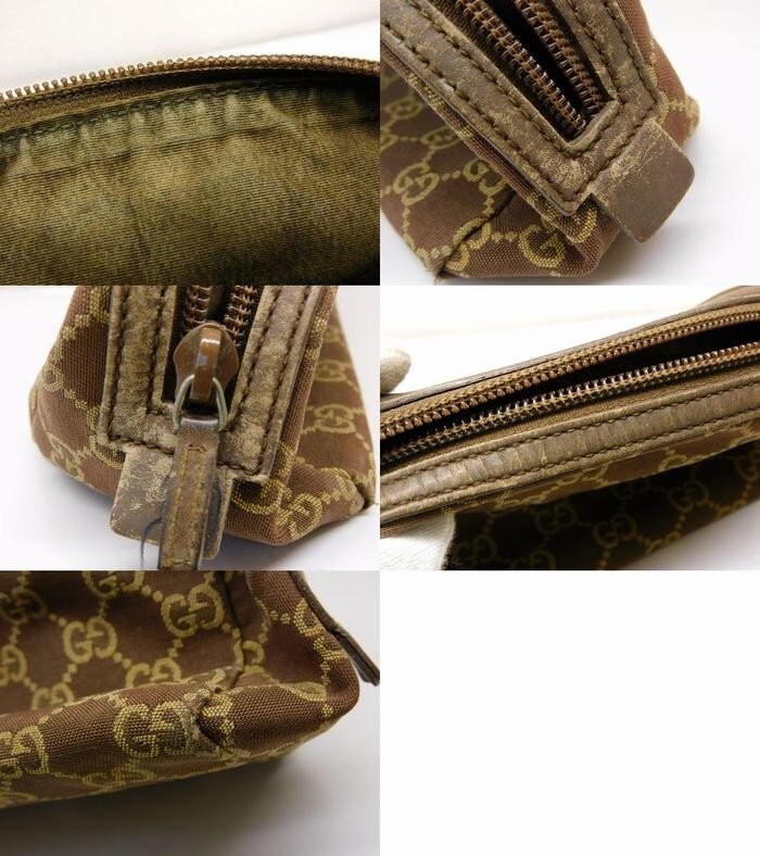 バッグ GUCCI accessory pouch hand bag GG brown Gucci GG Pouch Accessory Bag Pouch Brown Canvas 17x11.5x8