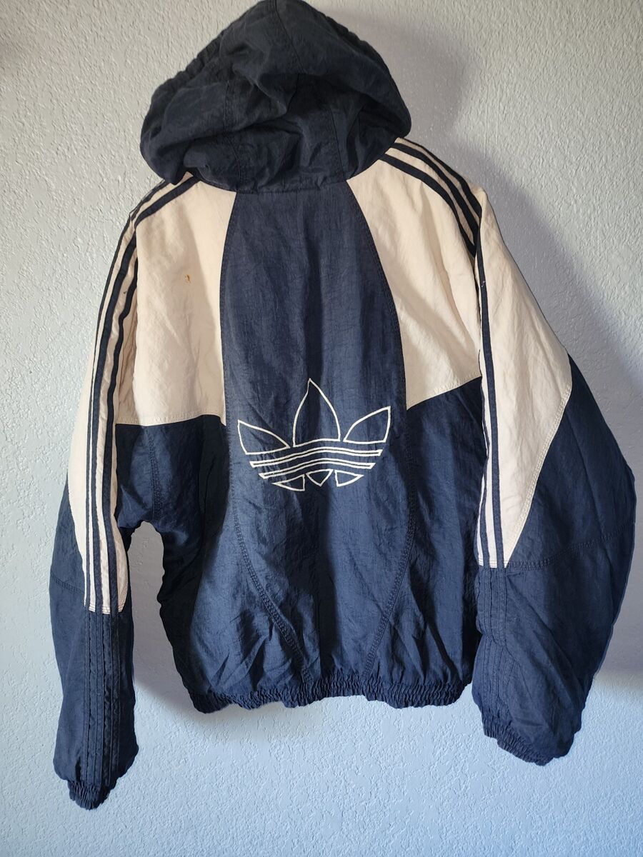 VTG 90s Adidas Big Trefoil Logo Winter Hooded Coat Jacket L VTG 90s Adidas Big Trefoil Logo Winter Hooded Coat Jacket L