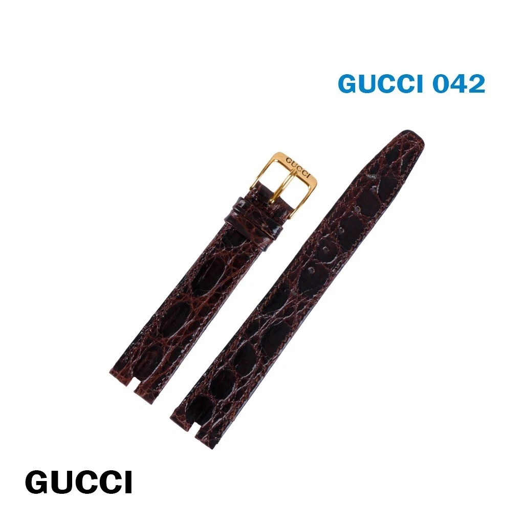 2000M GUCCI Bracelet suisse CUIR MARRON 16MM, BOUCLES GUCCI suisses 14mm