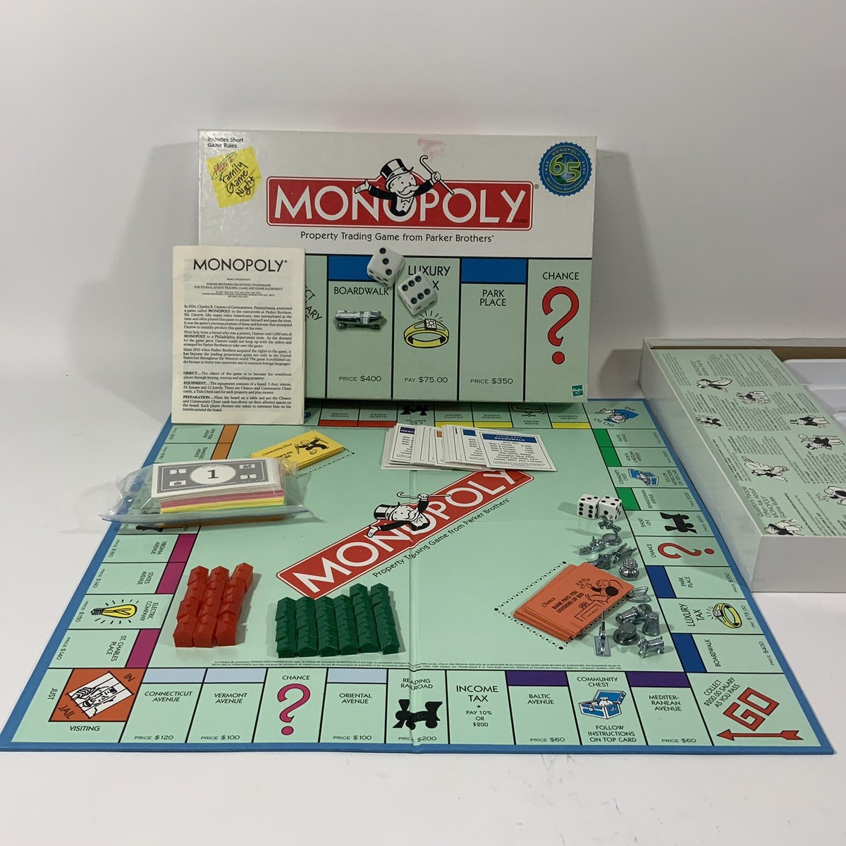 Monopoly 65th Anniversary Edition Complete Game 1999 Hasbro Parker