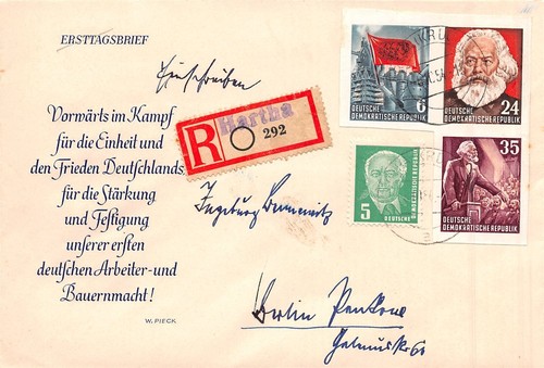 778926) DDR Beleg mit Zusammendruck aus Karl Marx Block M€ lose 90,00€