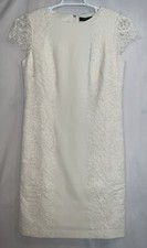 NWT Women’s Lauren Ralph Lauren Ivory Sheath Dress Knee Length Lace Overlay Sz 6