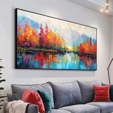 Landscape Oil Painting On Canvas Hand Painted Minimalist Wall Art ecor orange