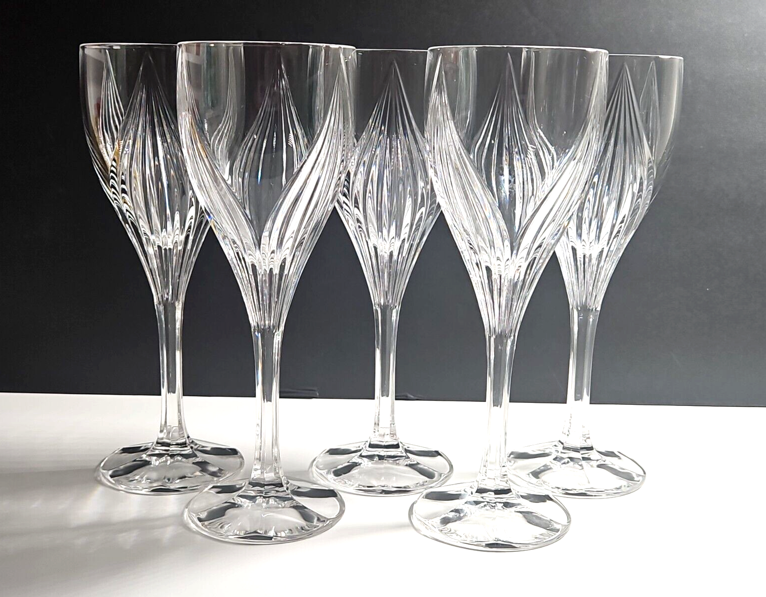 Set of 5 Elegant Gorham Crystal Primrose Water Goblets 8.625x3 Inches
