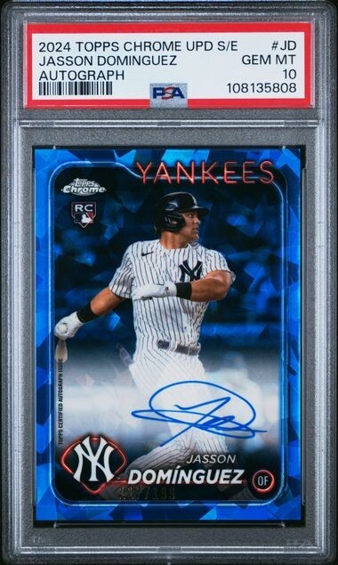2024 Topps Chrome Sapphire AUTO Jasson Dominguez /199  RC 🔥PSA 10 🔥GEM MINT🔥