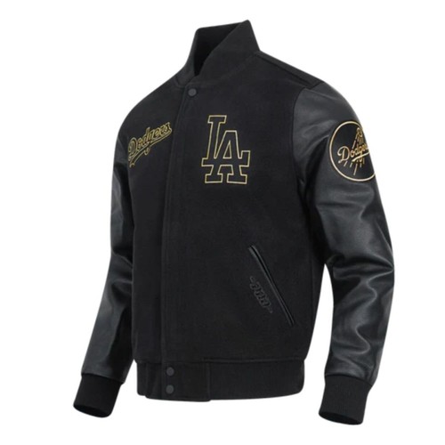 ZM Pro Standard Los Angeles Dodgers Black Wool Varsity Jacket & Leather sleeve - Picture 3 of 5