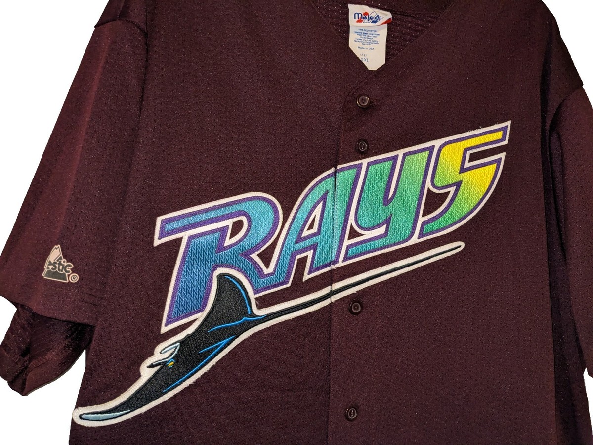 RARE Vintage 90s TAMPA BAY DEVIL RAYS Majestic JERSEY SHIRT
