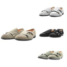 Men's Elegant Suede Double Buckle Loafers Ceremony Shoes Made in Italy