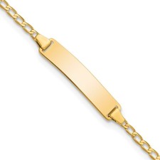 14k Yellow Gold Flat Curb Link ID Bracelet