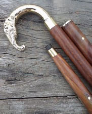 Solid Brass Victorian Handle Wooden Vintage Style Wooden Walking Stick Cane Gift