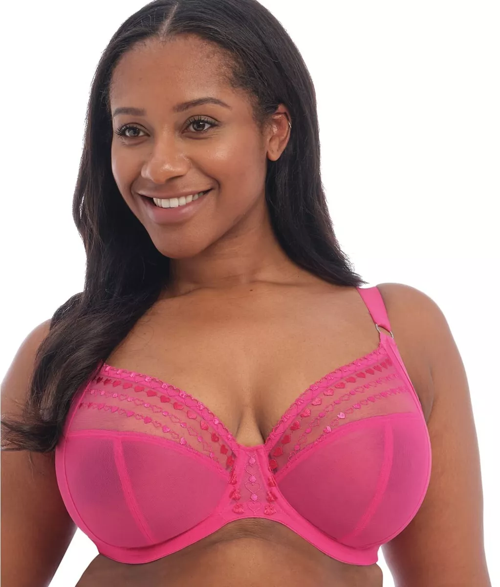 ELOMI Pink Kiss Matilda Underwire Plunge Bra, US 44DD, UK 44DD, NWOT