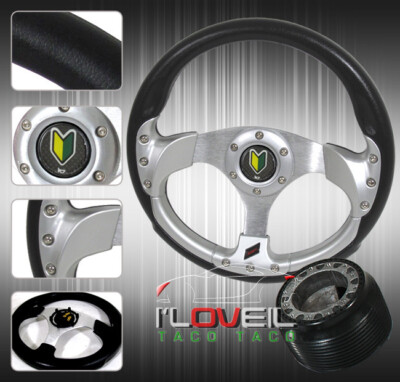 89-05 Eclipse 320mm Aluminum Steering Wheel Combo - Hub Adapter & Horn Button