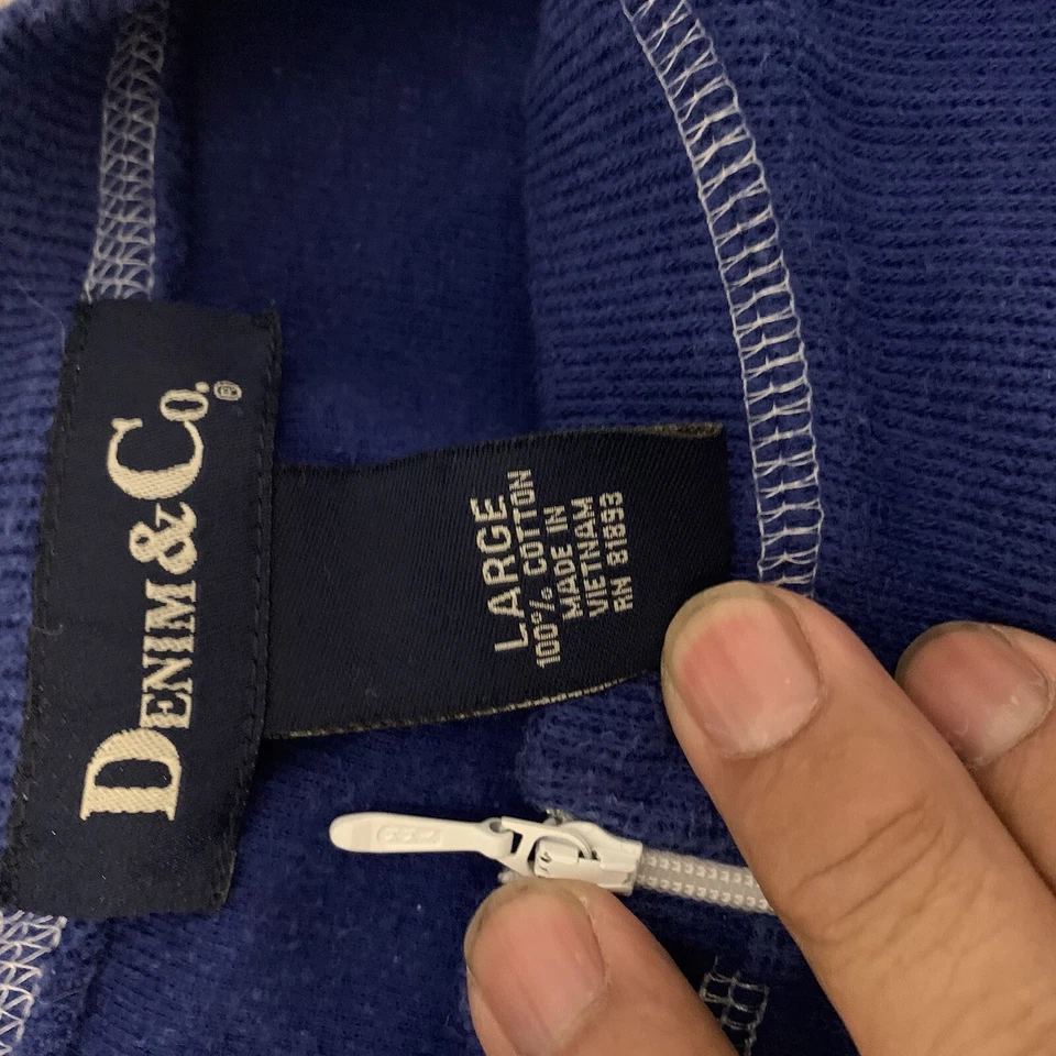 Denim & Co. Seeater 1/4 молнии длинным рукавом королевский синий большой - Изображение 4 из 4