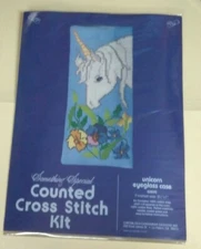 Counted Cross Stitch Kit, Something Special Sealed Unicorn Eyeglass Case  