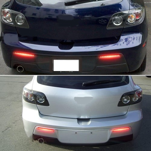 2Pcs For 04-09 Mazda 3 Smoke Lens Red LED Rear Bumper Reflector Brake Light Lamp - Picture 5 of 5
