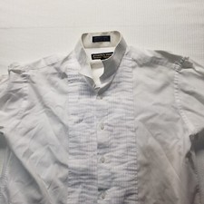Joseph  Feiss Solid White Button Down Men's Formal Tuxedo Shirt Size 18.5 34/35