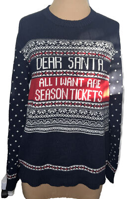 Jingles & Joy Mens M  All I Want Are Season Tickets   Ugly Christmas Sweater!