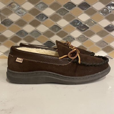 Evans Atlin Boa Moccasin Mens Brown Casual Slippers Size 1142