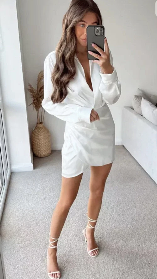 short white satin dress