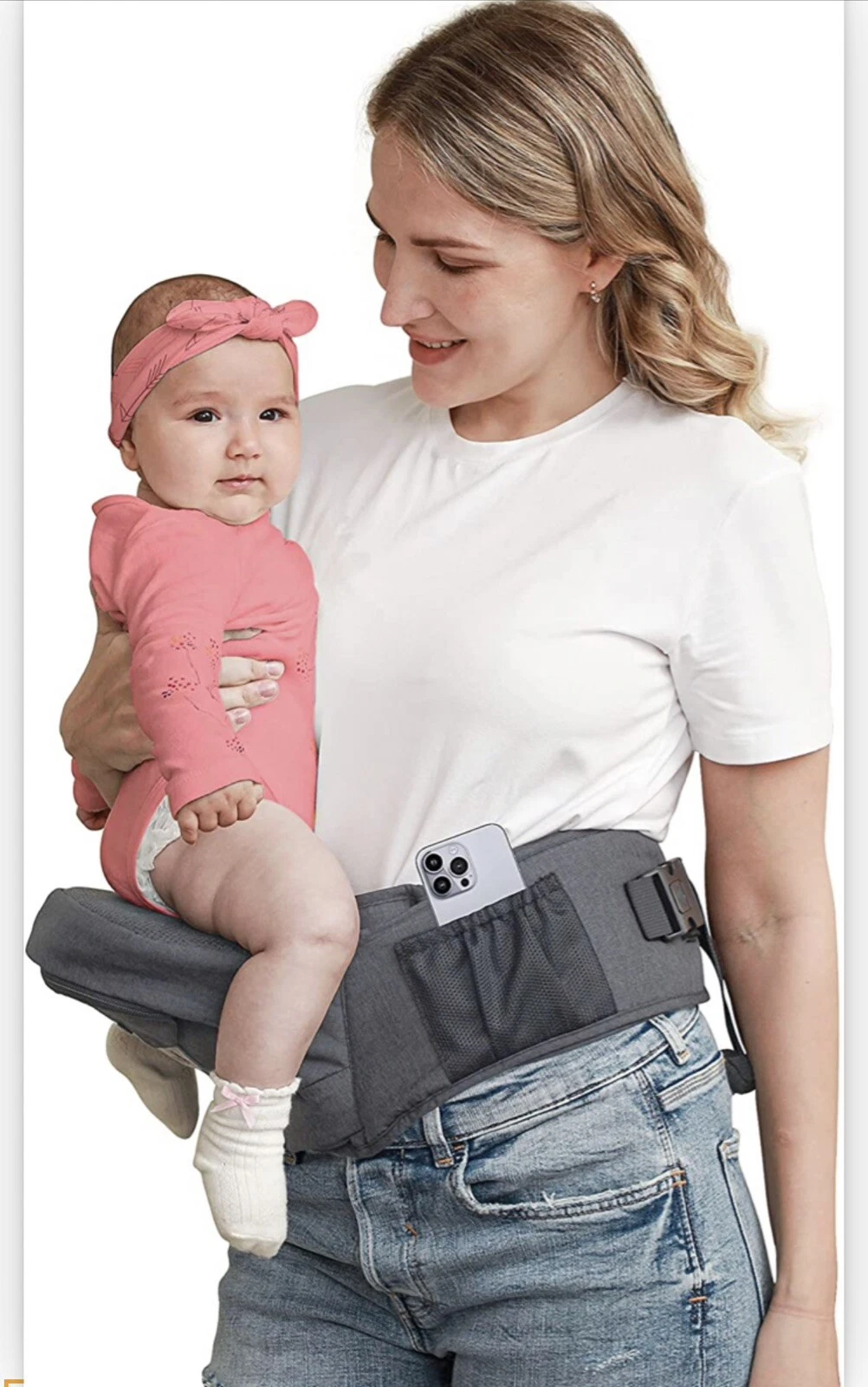 BABYMUST Hip Seat Baby Carrier, Advanced Adjustable Waistband &Various Pockets,