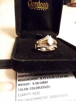 Ring, 14kt. Yellow Gold, 0.58 karat Marquise Diamond, with Gold & Diamond Guard