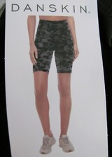 Danskin Bike Shorts Not Padded -2 Pairs- Black  Black Camo -Size Medium- NWT