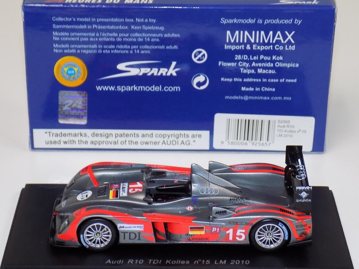 1/43 Spark Audi R10 TDI Car #15 2010 24 Hours of LeMans S2565 | eBay