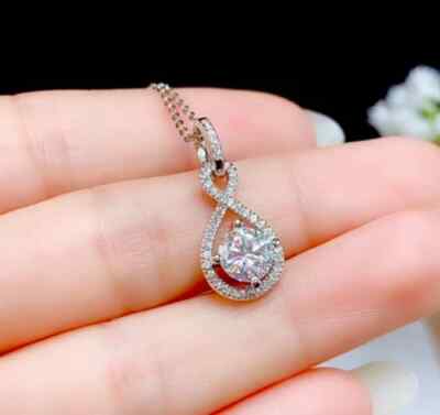 1.50Ct Lab Created Diamond Round Dangling Pendant 14K White Gold Silver Plated