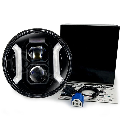 For Harley 7" inch LED Motorcycle Headlight Hi/Lo Beam & Amber Turn Signal Light - Picture 5 of 24