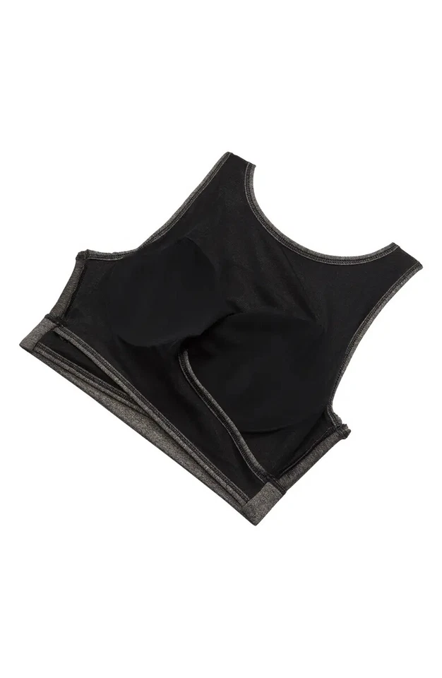 Sujetador deportivo ZELLA negro gris tinte espacial cruzado frontal envolvente L 38 A/B/C Nordstrom Foto 4 de 4