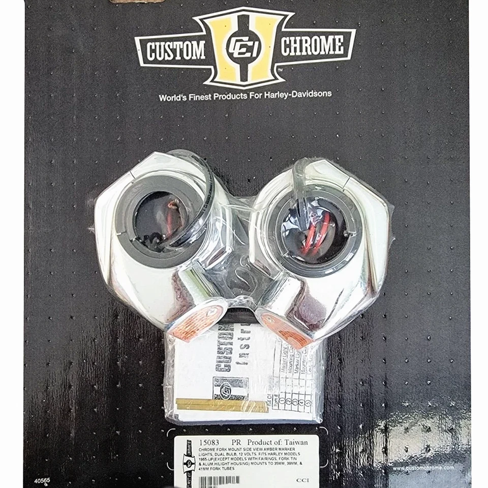 Chrome Front Side View Marker Lights Turn Signal Fits For Harley 35 39 41mm Fork - Image 4 of 4