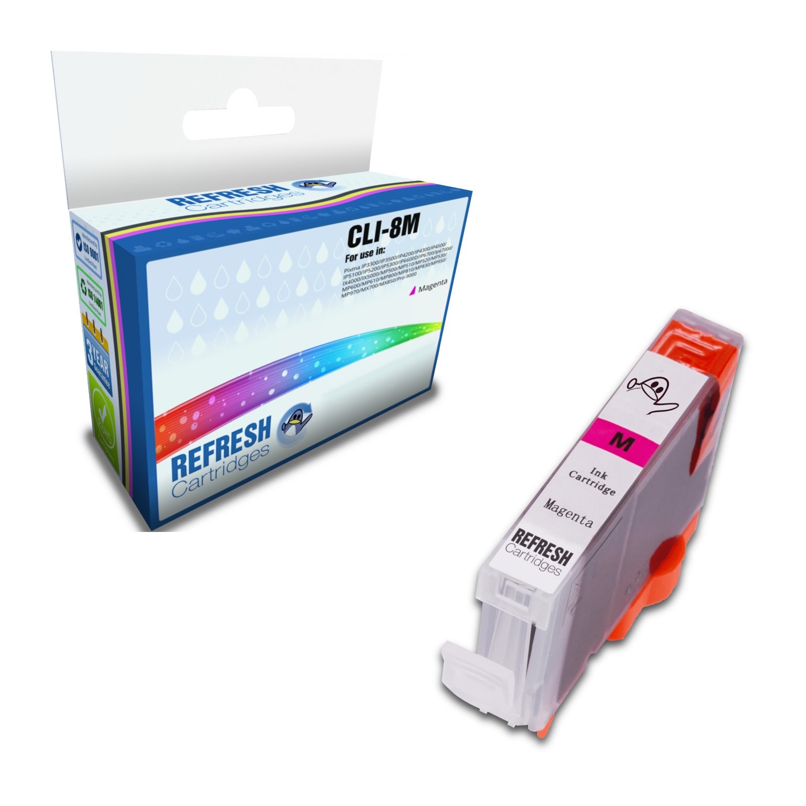 Refresh Cartridges Magenta CLI-8M Ink Compatible With Canon Printers