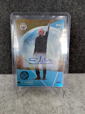 Pep Guardiola Manager Blue Moon Auto Gold 1/1 Topps Man City Team Set 2023-24