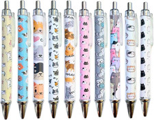 10PC Cat Ink Pens Set Cute Kawaii Funny Cats Kitty Themed Paw Ballpoint Gel Pen