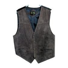 Scully Suede Vest Mens XL Brown Classic Western Waist Coat Star Snap Buttons