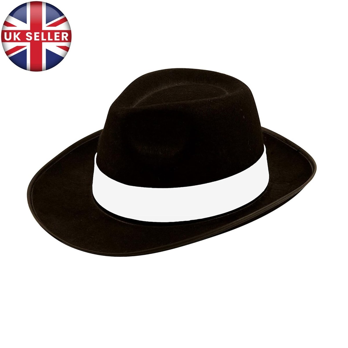 I LOVE FANCY DRESS Chapeau de gangster blanc et ruban noir style années 1920 avec les bretelles + la cravate noire + fine moustache I LOVE FANCY DRESS Chapeau de gangster blanc et ruban noir style années 1920 avec les bretelles + la cravate noire + fine moustache