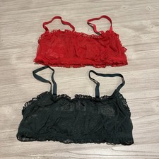 2 PACK Victoria  s Secret Red  Dark Green Lace Bralette Size XL NEW WITHOUT TAGS